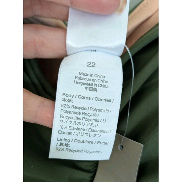 J.Crew Ruched Classic Sweetheart Neckline Olive Green Resort One Piece SZ 22 - Picture 5 of 9